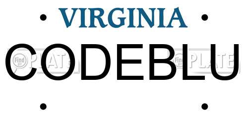 CODEBLU Virginia License Plate