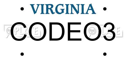 CODEO3 Virginia License Plate