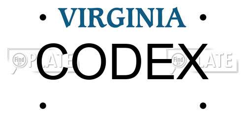 CODEX Virginia License Plate