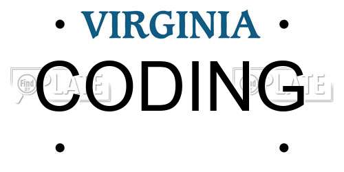 CODING Virginia License Plate