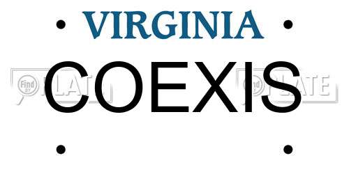 COEXIS Virginia License Plate