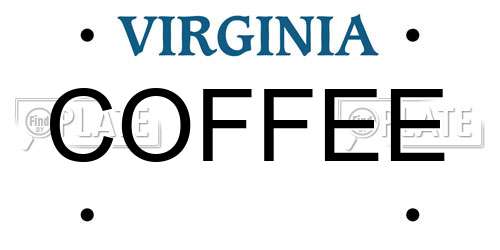 COFFEE Virginia License Plate