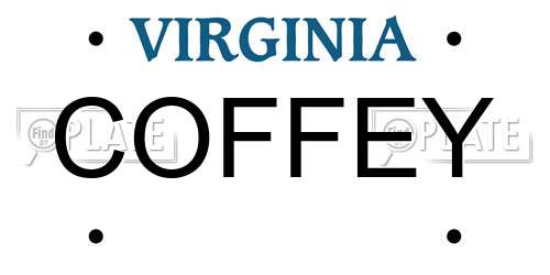 COFFEY Virginia License Plate