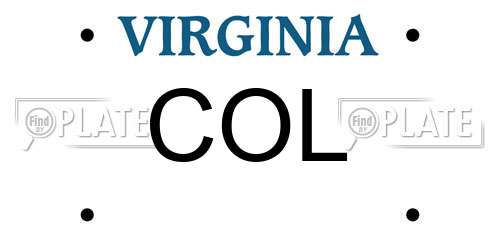COL Virginia License Plate