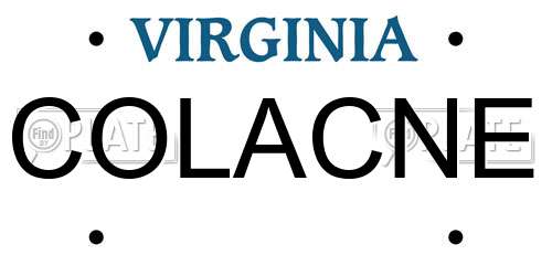 COLACNE Virginia License Plate