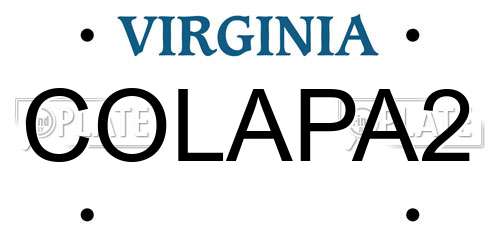 COLAPA2 Virginia License Plate
