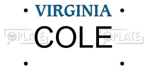 COLE Virginia License Plate