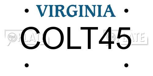 COLT45 Virginia License Plate