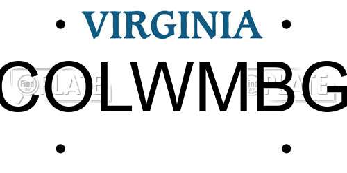 COLWMBG Virginia License Plate