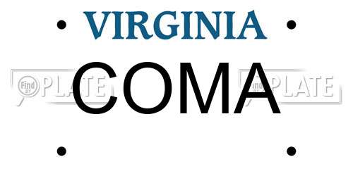 COMA Virginia License Plate