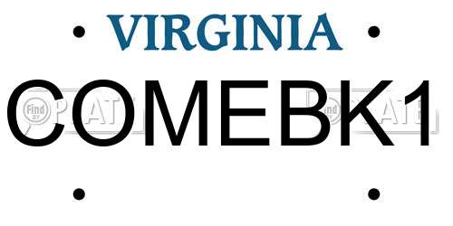 COMEBK1 Virginia License Plate