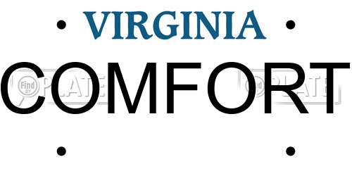 COMFORT Virginia License Plate