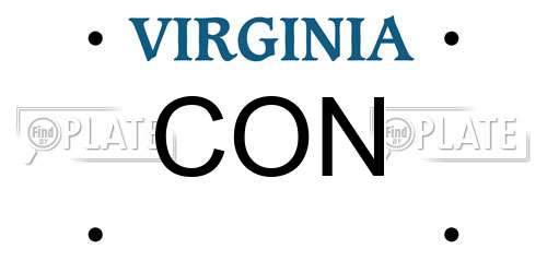 CON Virginia License Plate