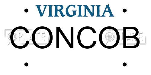 CONCOB Virginia License Plate