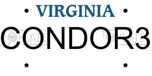CONDOR3 Virginia License Plate