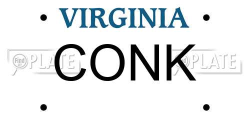 CONK Virginia License Plate