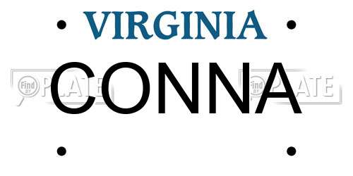 CONNA Virginia License Plate