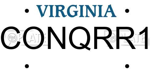 CONQRR1 Virginia License Plate