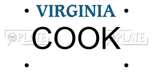 COOK Virginia License Plate