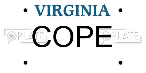 COPE Virginia License Plate