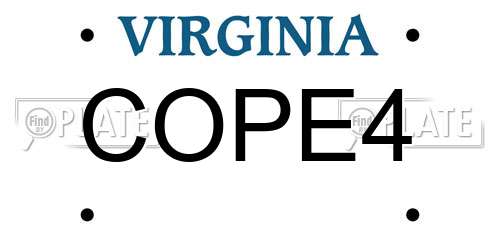 COPE4 Virginia License Plate