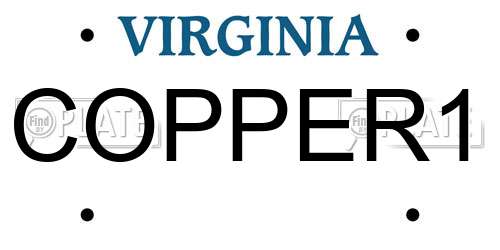 COPPER1 Virginia License Plate