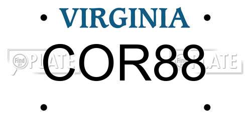 COR88 Virginia License Plate