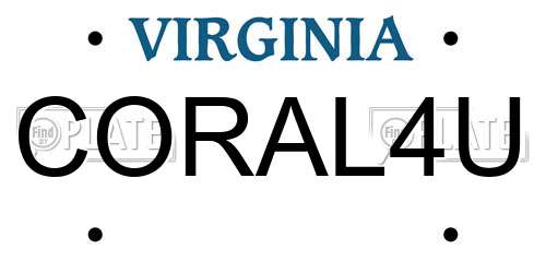 CORAL4U Virginia License Plate