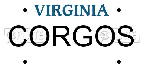 CORGOS Virginia License Plate