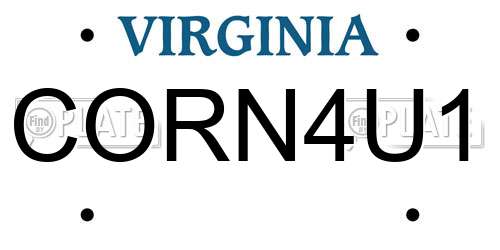 CORN4U1 Virginia License Plate
