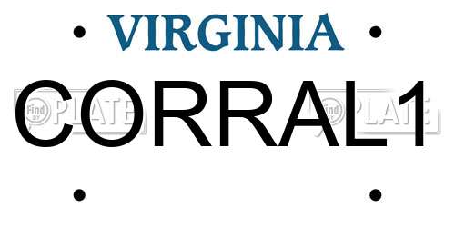 CORRAL1 Virginia License Plate