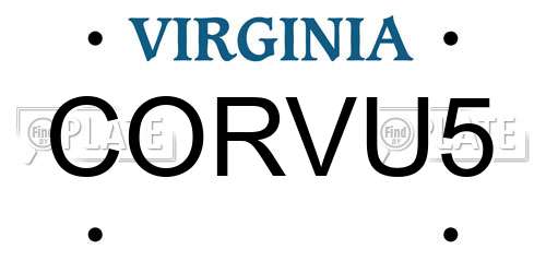 CORVU5 Virginia License Plate