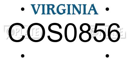 COS0856 Virginia License Plate