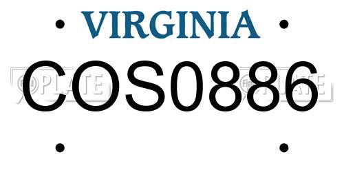 COS0886 Virginia License Plate