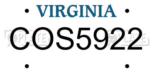 COS5922 Virginia License Plate
