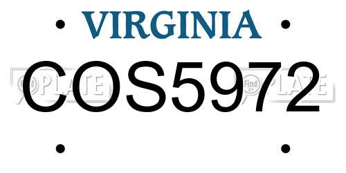 COS5972 Virginia License Plate