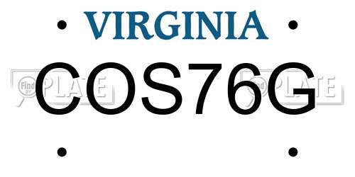 COS76G Virginia License Plate
