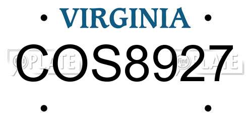 COS8927 Virginia License Plate