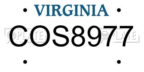 COS8977 Virginia License Plate