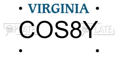 COS8Y Virginia License Plate