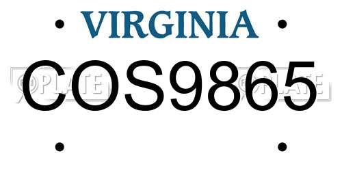 COS9865 Virginia License Plate