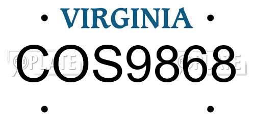 COS9868 Virginia License Plate