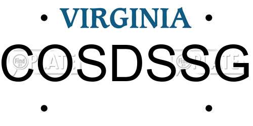 COSDSSG Virginia License Plate