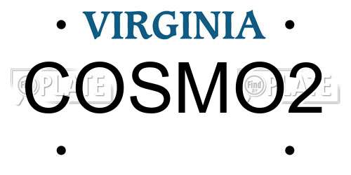 COSMO2 Virginia License Plate