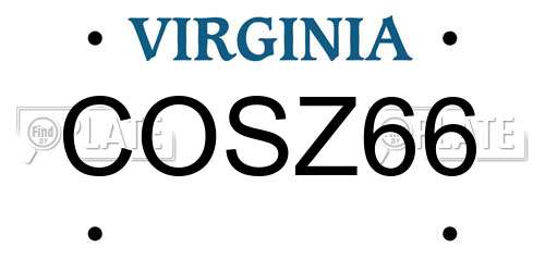 COSZ66 Virginia License Plate