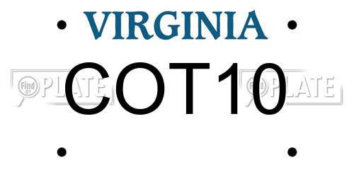 COT10 Virginia License Plate