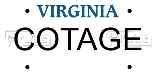 COTAGE Virginia License Plate