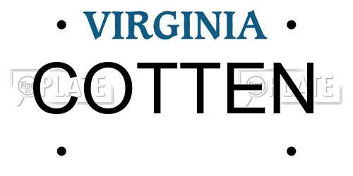 COTTEN Virginia License Plate