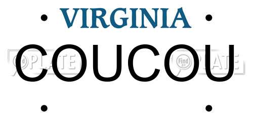 COUCOU Virginia License Plate
