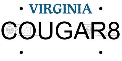 COUGAR8 Virginia License Plate